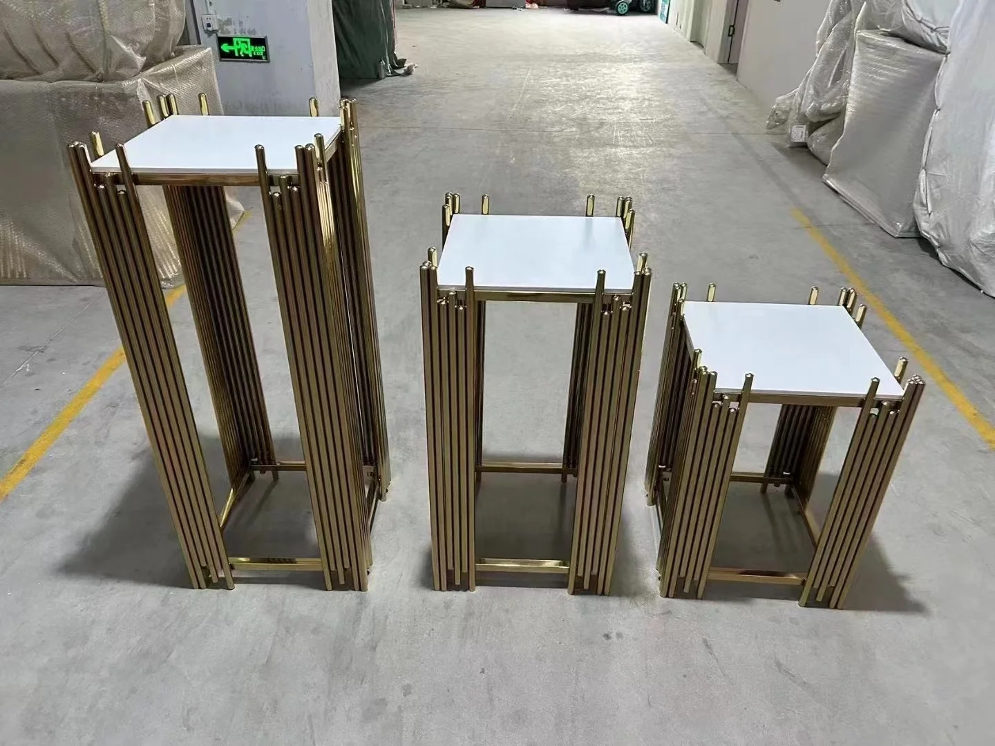 party rental used square stainless steel plinth cake table flower stand pedestal for wedding decoration