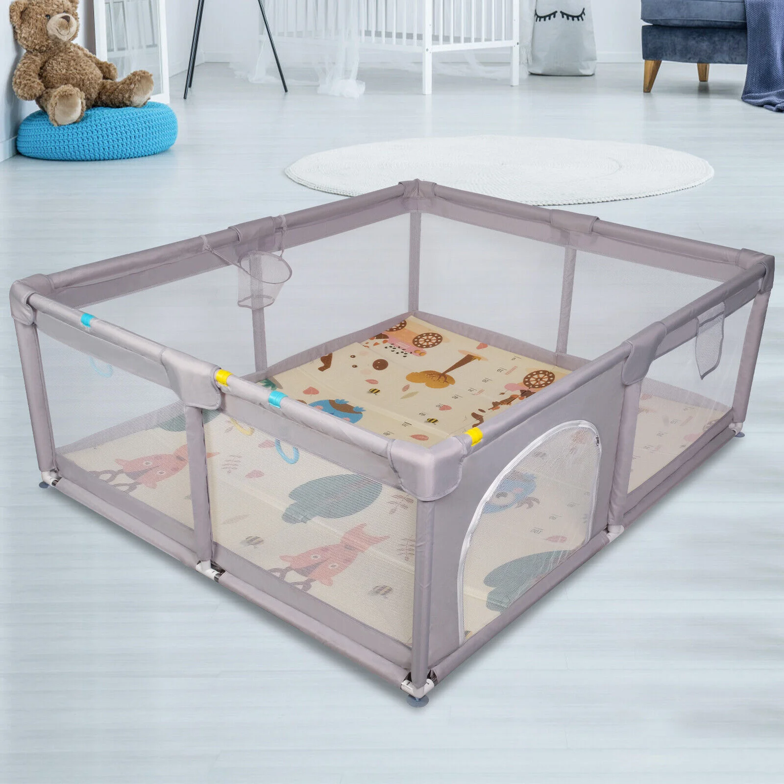 Foldable Oxford Fabric Outdoor Indoor Extra Large Activity  Baby Safety Fence Child Playpen