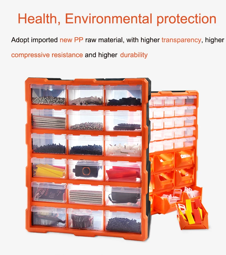 60 drawers adjustable wallmount PP plastic parts storage box hardware and craft cabinet