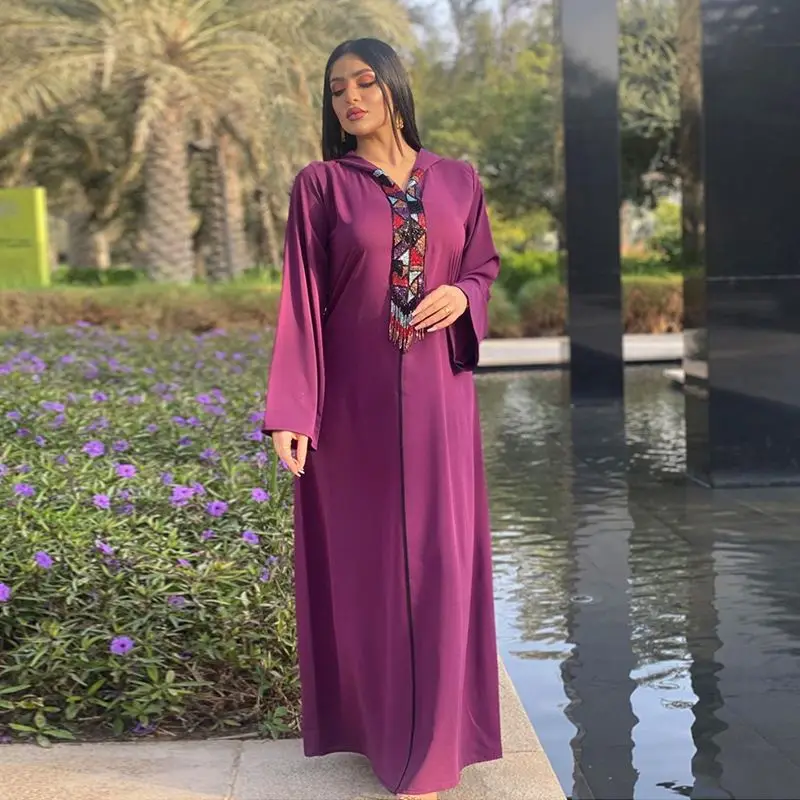 Women  Middle Eastern Hooded Jalabia Dubai National Suit Saudi Fashion Jilbab Abaya Muslim Dress Abaya Dubai
