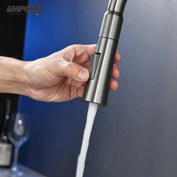 Brass Hot and Cold Water Tap Faucet Pull Out Sink Mixer Kitchen Taps Single Handle Single Hole Pull Down Solid Brass 59 Polished