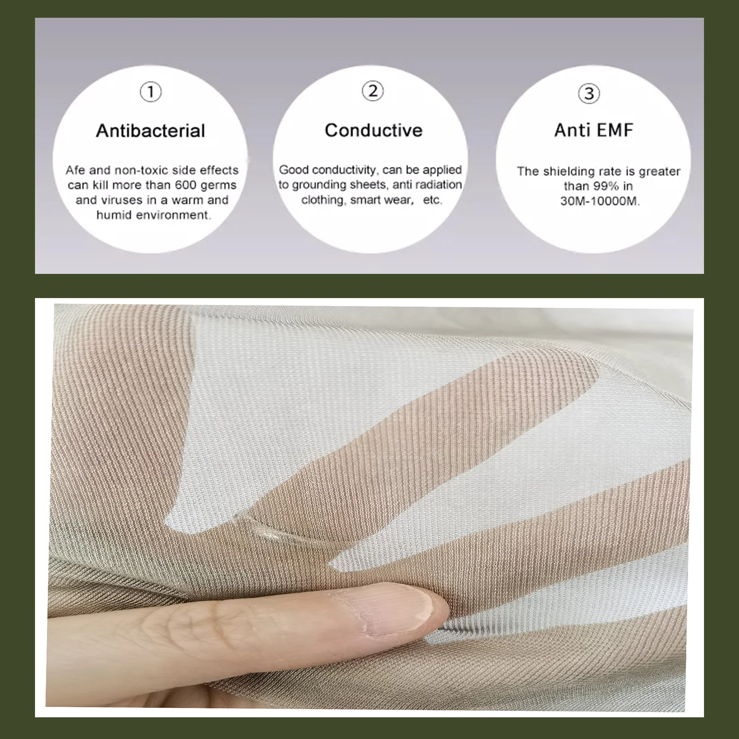 45g mesh yarn Silver Fiber Anti Radiation Emi Mosquito Net Emf Protection Shielding Fabric