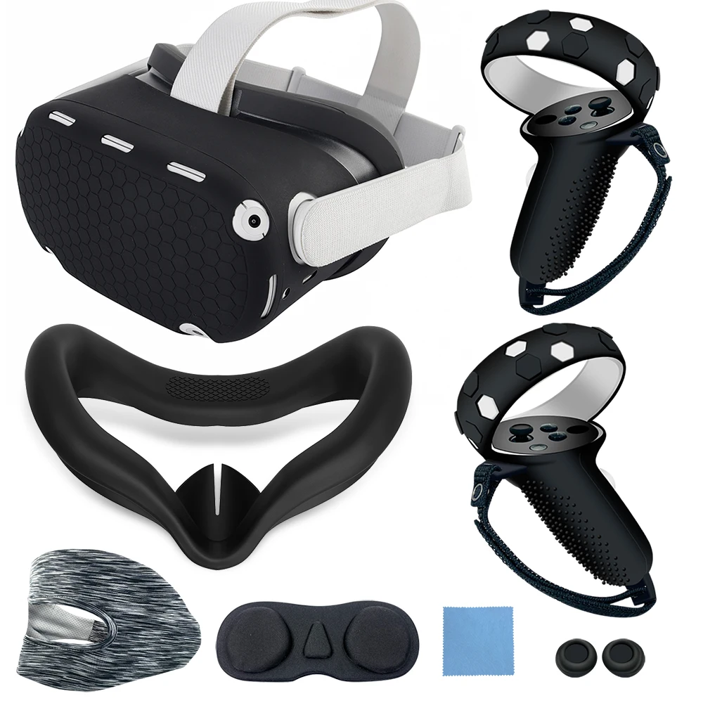 Vr Accessories Silicone Cover Mask Grip 7 Pieces Set Case For Meta/Oculus Quest 2