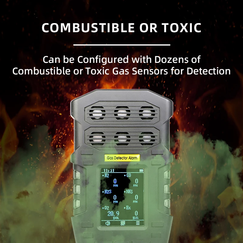 Portable hydrogen sulfide oxygen analyzer combustible gas carbon monoxide alarm four-in-one gas detector