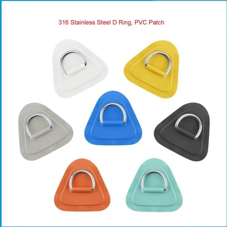 Stainless Steel D Ring Pad/Patch for PVC Inflatable Boat Raft     Dinghy Canoe Kayak Surfboard SUP Tie Down