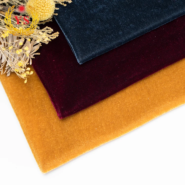 Hot sale stocklot solid plain 95 polyester 5 spandex soft velvet fabric