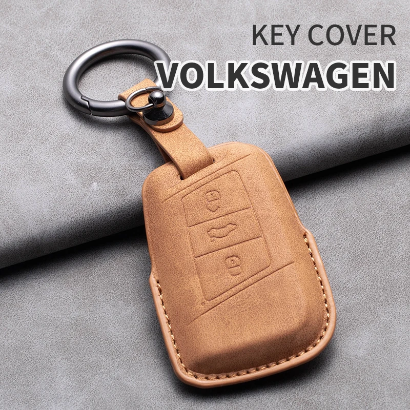 Low Price Factory Outlet Leather Car Key Cover Soft And Durable  For VW Volkswagen Car Accessories