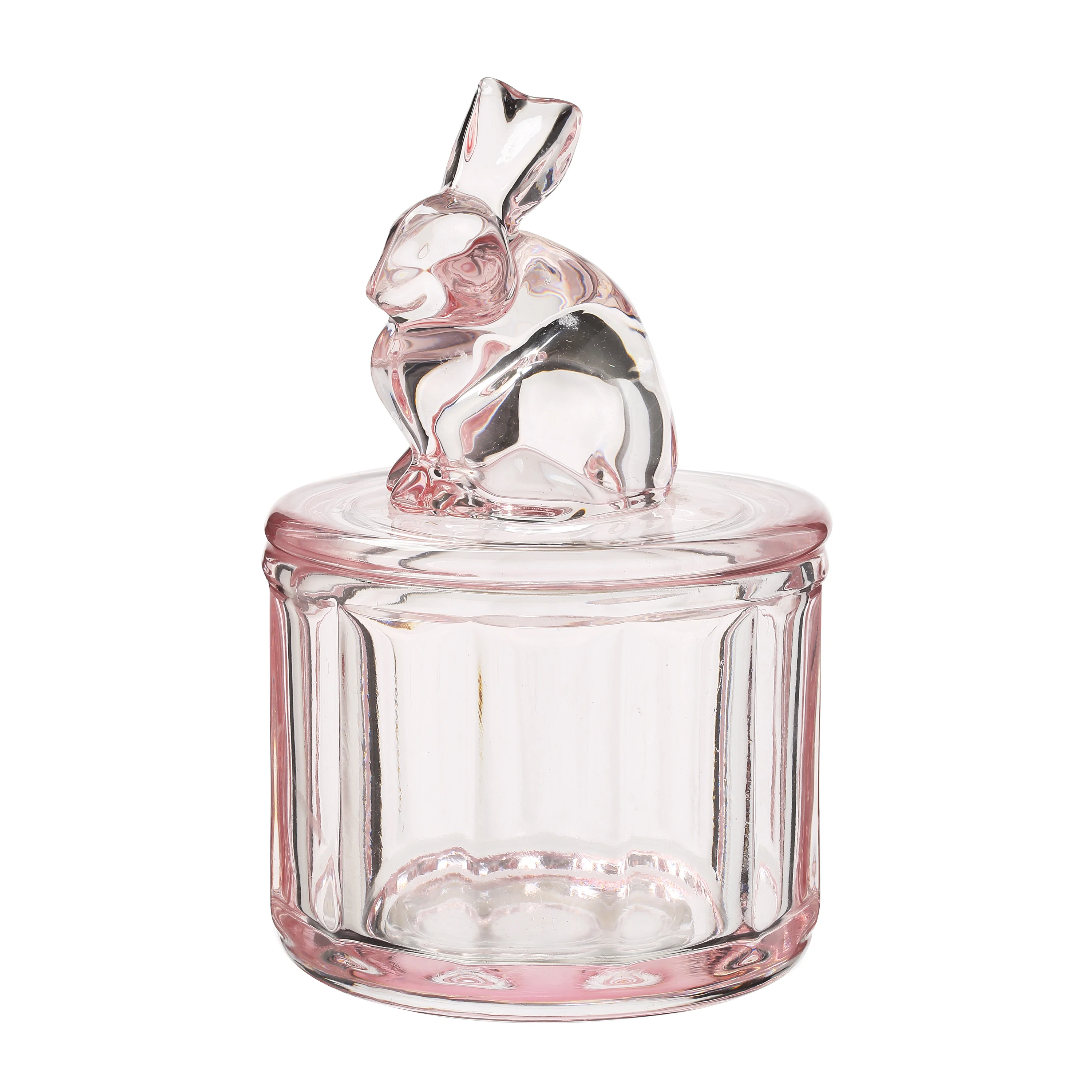 500ml Custom Color  Easter Candy Food Storage Purple Glass Jar with bunny Shape Lid