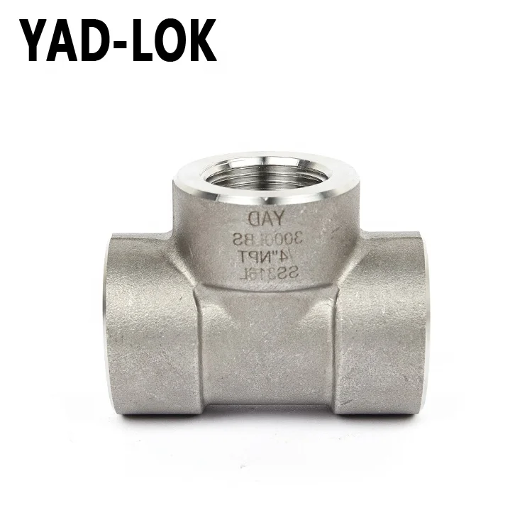 YAD-LOK Factory Customized Carbon Reducing Threaded Tee Npt Pipe Fitting