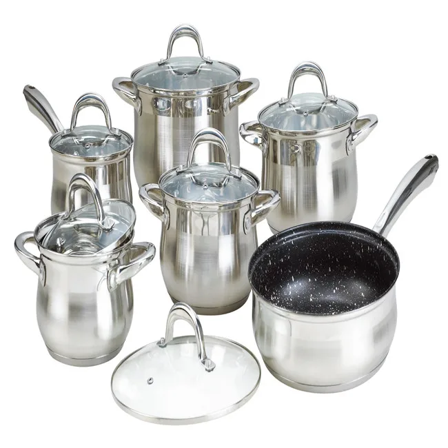 Home cooking Kitchen Cookware Set Casserole Hot Pot with SS Lid Stainless Sauce Pan Kitchenware Stainless Steel