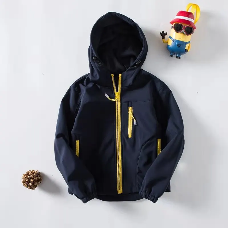 
Windbreaker Fleece Lined Softshell Boys Girls Hooded Jacket 