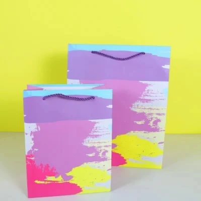 Popular Abstract Colorful Paint Painting Shopping Paper Gift Bag