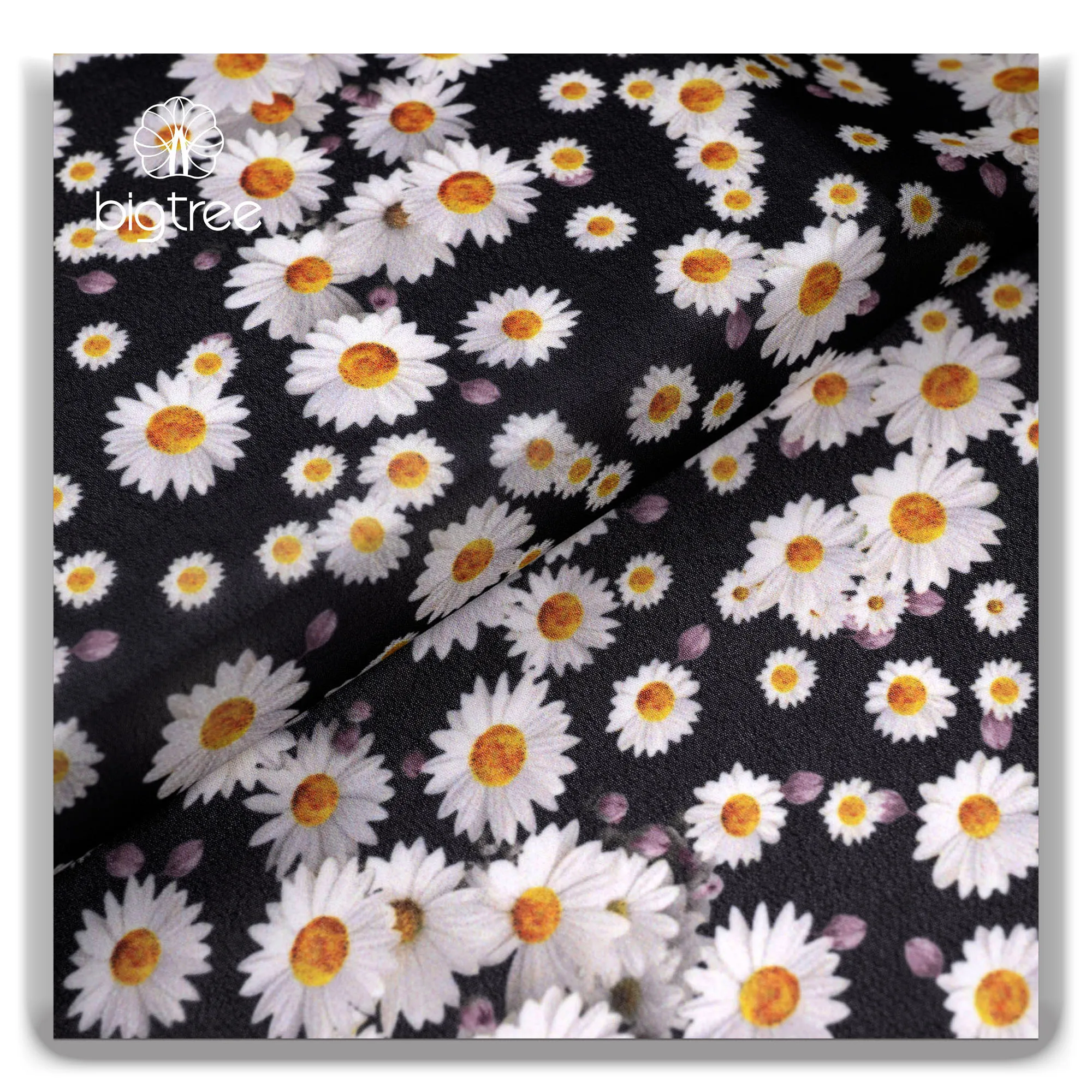 
Custom Georgette Fashion Digital Printed Small Daisy Dress Skirt Shirt trousers 100% Polyester Fabric 