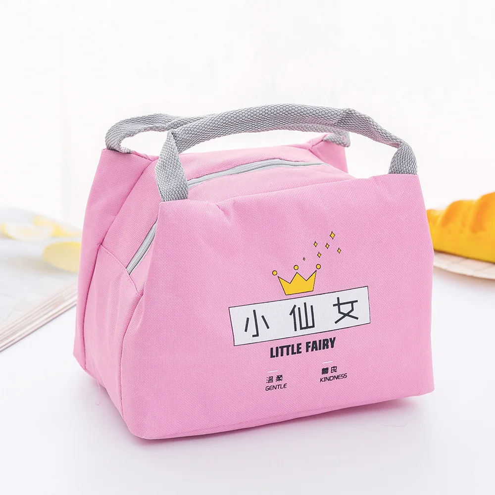 Small cute design cartoon printed kids insulated cooler lunch box bag for girls boys
