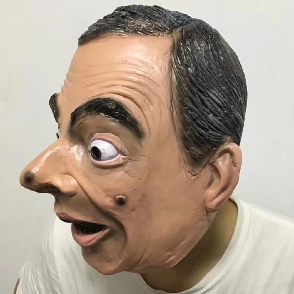 Halloween Realistic Mr Bean Latex Mask Full Head Human Mask Adult Face Mask for Halloween Easter Party