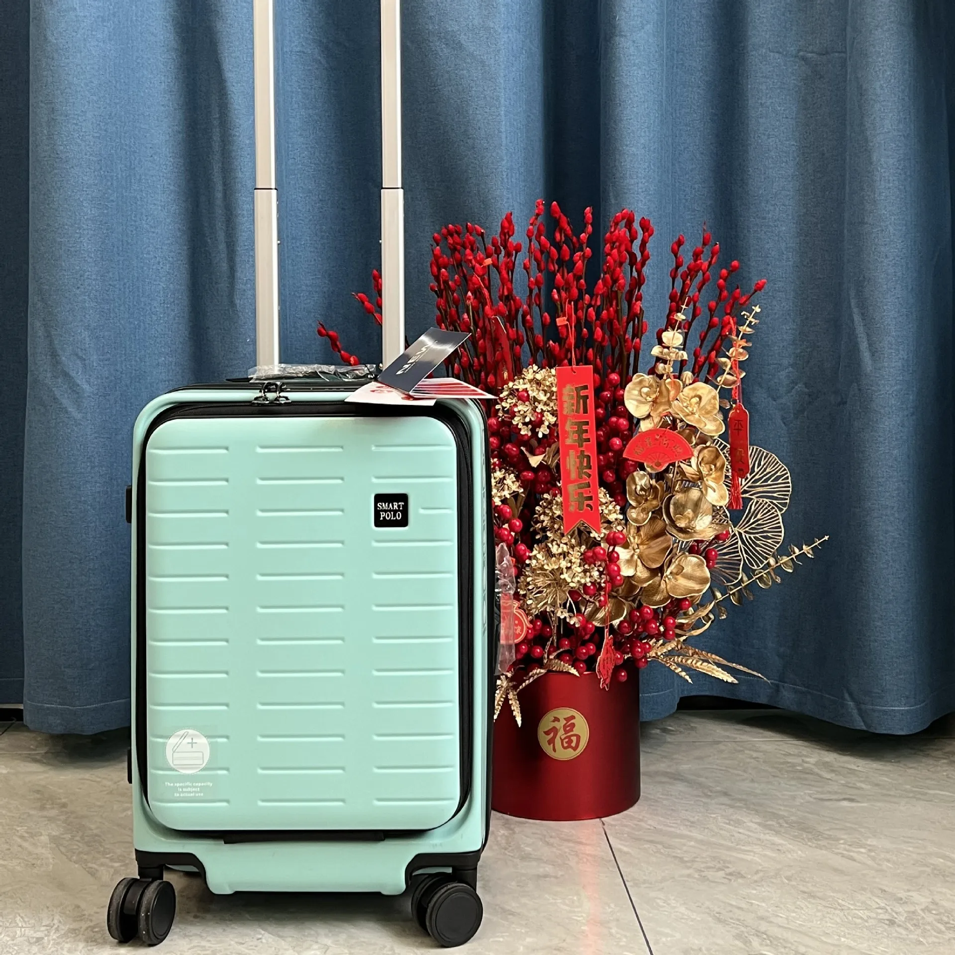 PC hard-sided suitcase with USB charging port Suitcase New carry-on suitcase with front laptop cabin luggage