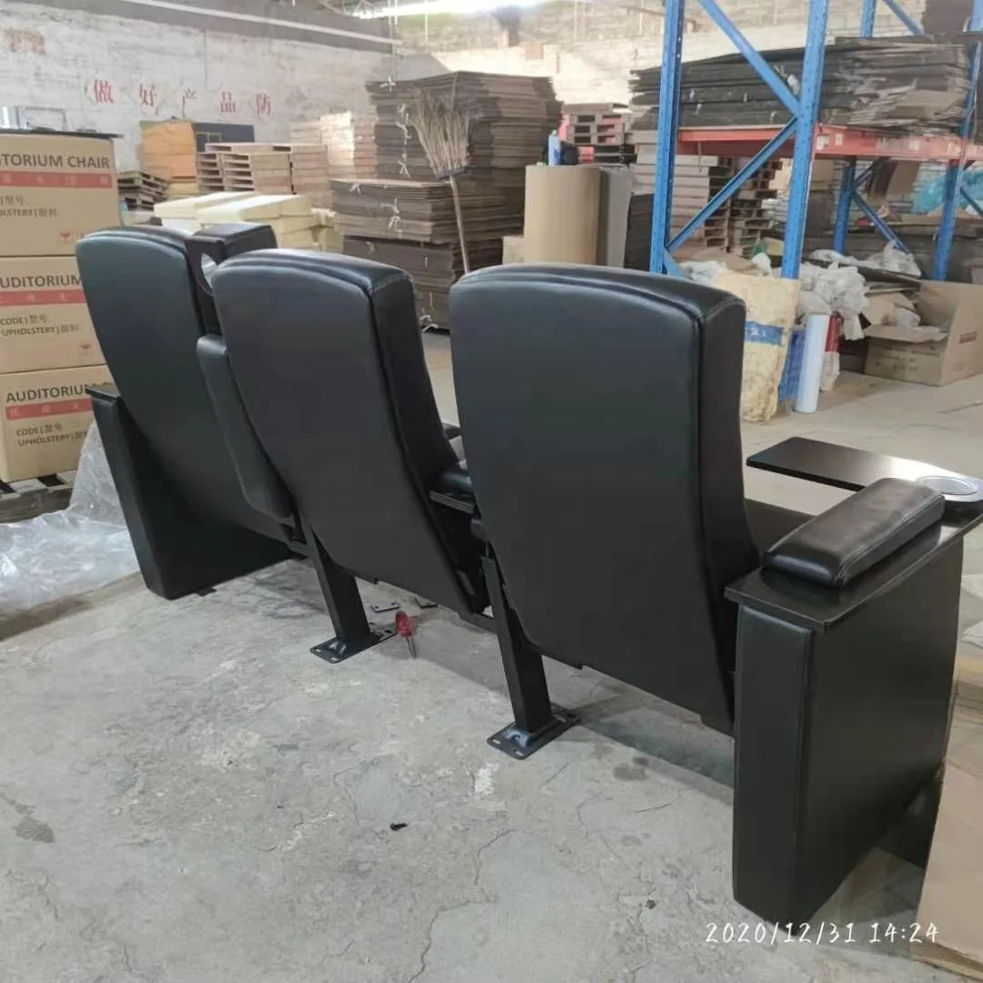 Modern Black Leather Theater Power Seat , Church Pews Electric Recliner Cinema Seat