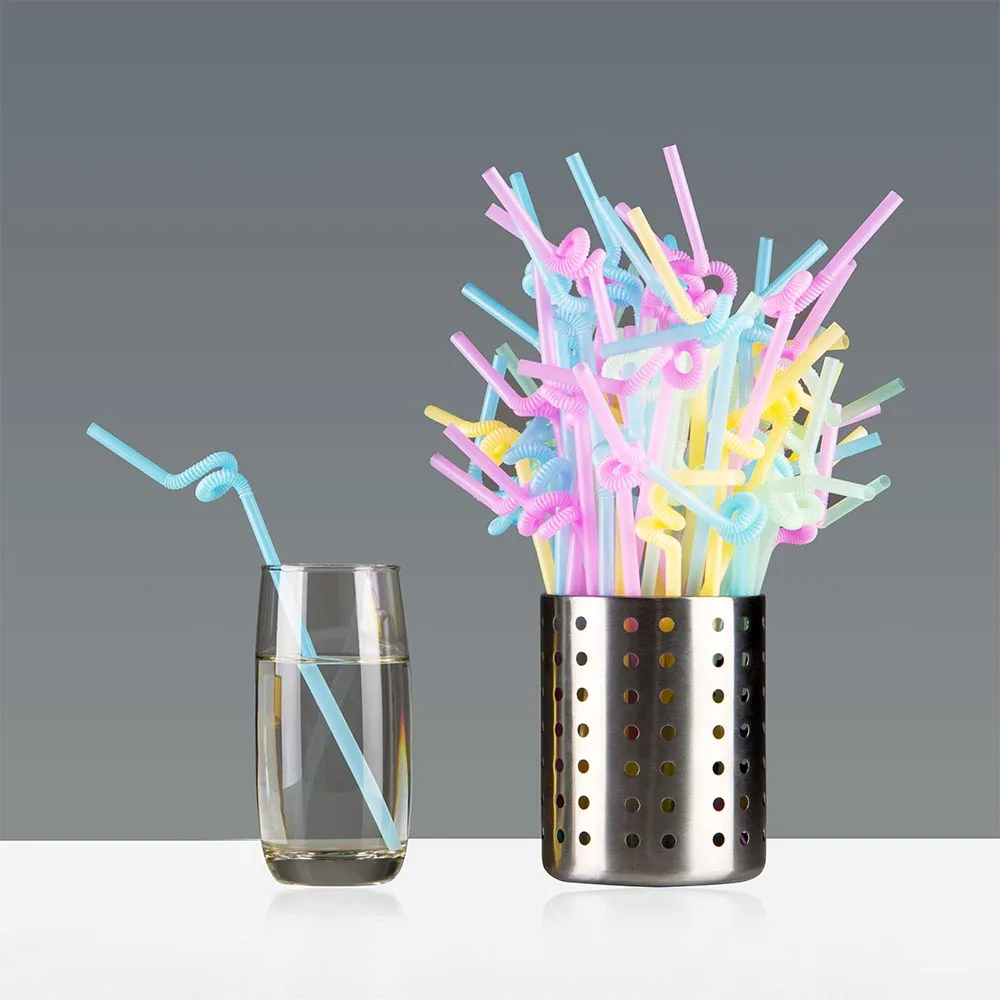 Novelty PP Cheap 12 mm Disposable Bubble Tea Drinking Plastic Straws Reusable Flexible Straw Creative Cartoon Drinking Straws