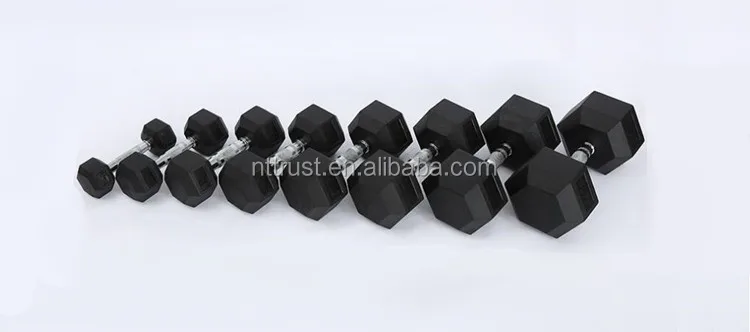 Wholesale Hot Sell Free Weight Fitness Equipment Rubber Hexagonal dumbbells