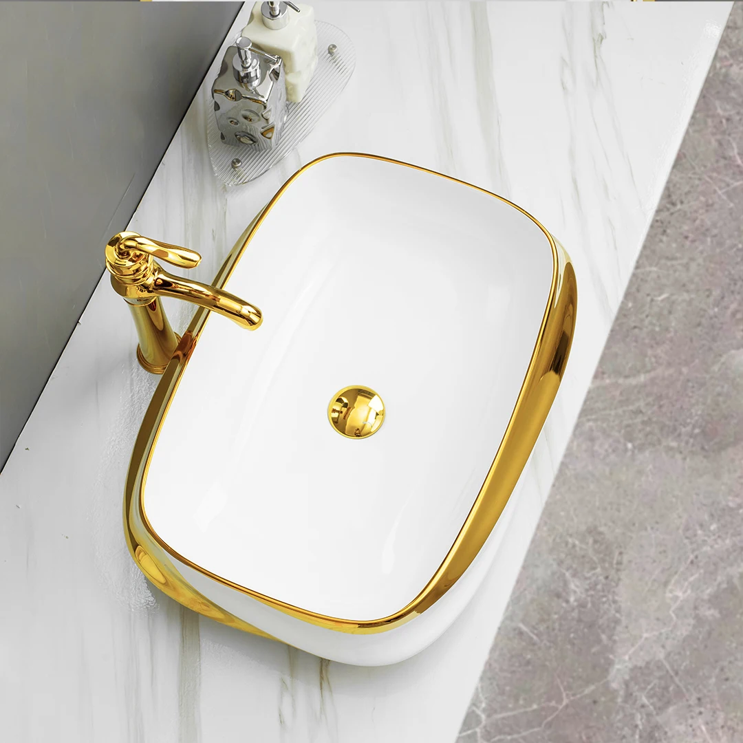 Luxury Cheap Basin lavabo above counter wash hand basin golden art sink