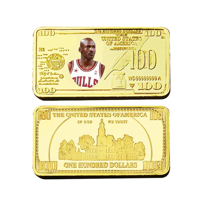 American Basketball player Star Kabe Jor-dan Curr Michaei Le-Bron gold coin Sport Collection Ticket golden Trading Game Card