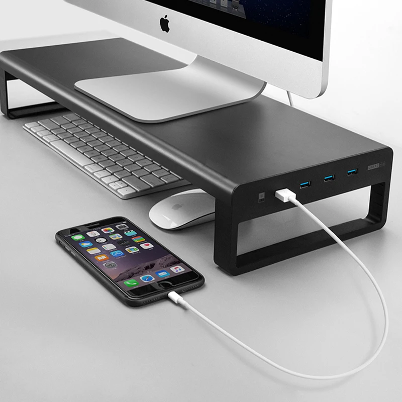 New Multifunctional Metal Laptop Desktop Monitor Stand LCD Riser with Wireless Charging 4 USB Ports