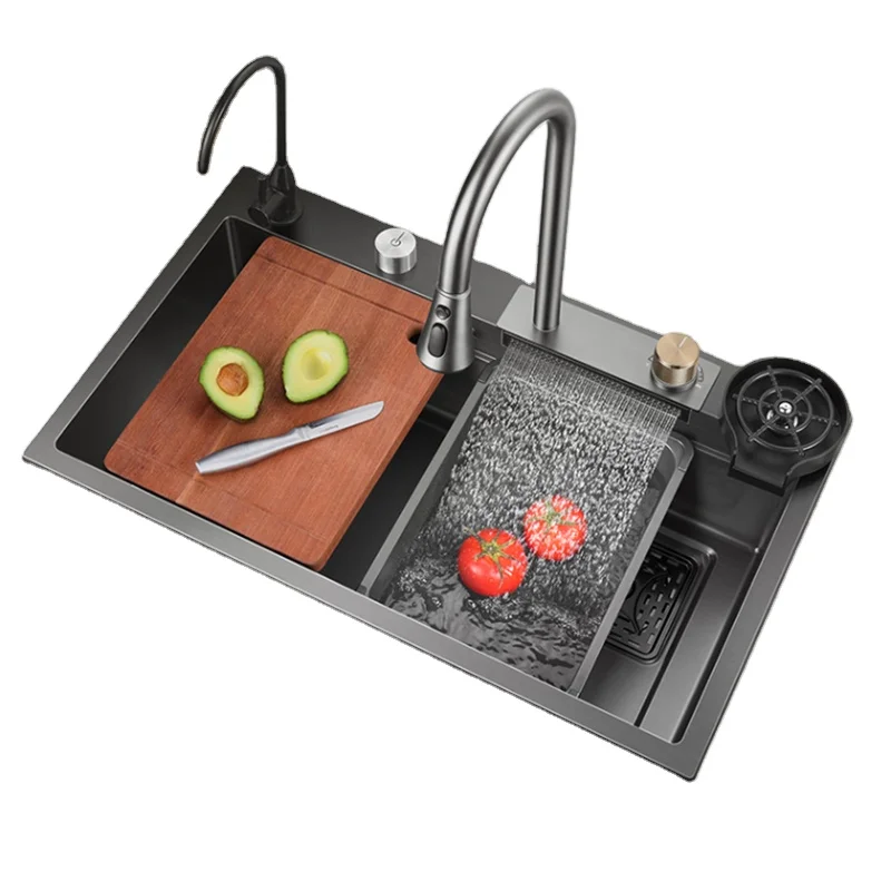 Прочная кухонная раковина из нержавеющей стали, оптовая продажа, разбрызгиватель, умная многофункциональная кухонная раковина