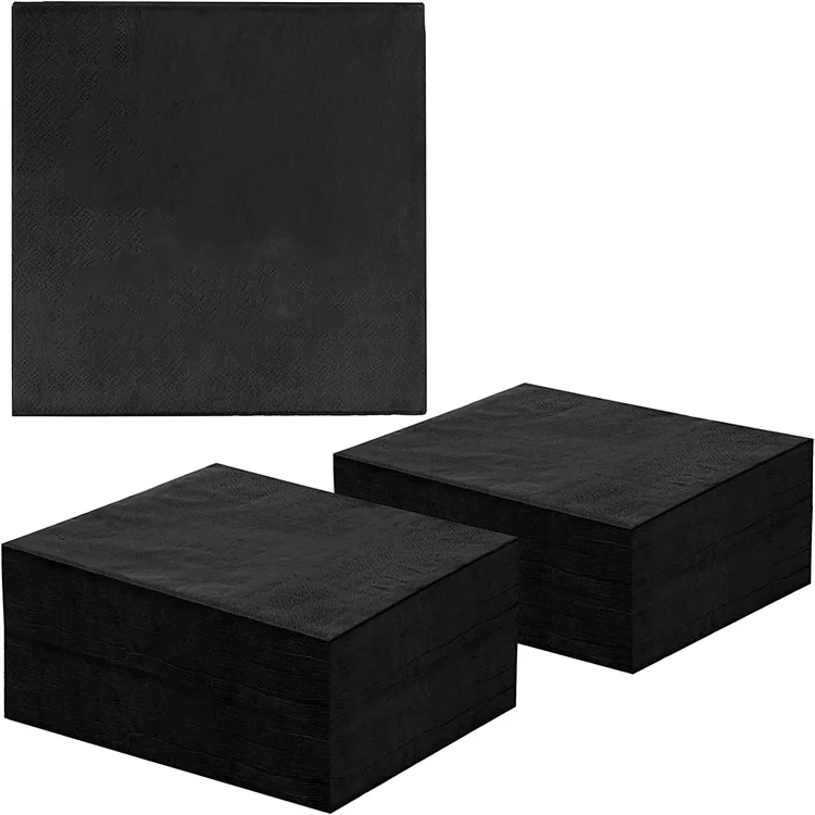 Cheap Colorful paper napkins Table100% virgin pulp serviettes Napkin tissue paper black