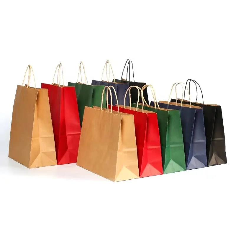 Kraft Paper Gift Bag With Handles, Paper Bag Thank You Bags for Boutique, Personalizadas Bolsas de papel kraft al por mayor