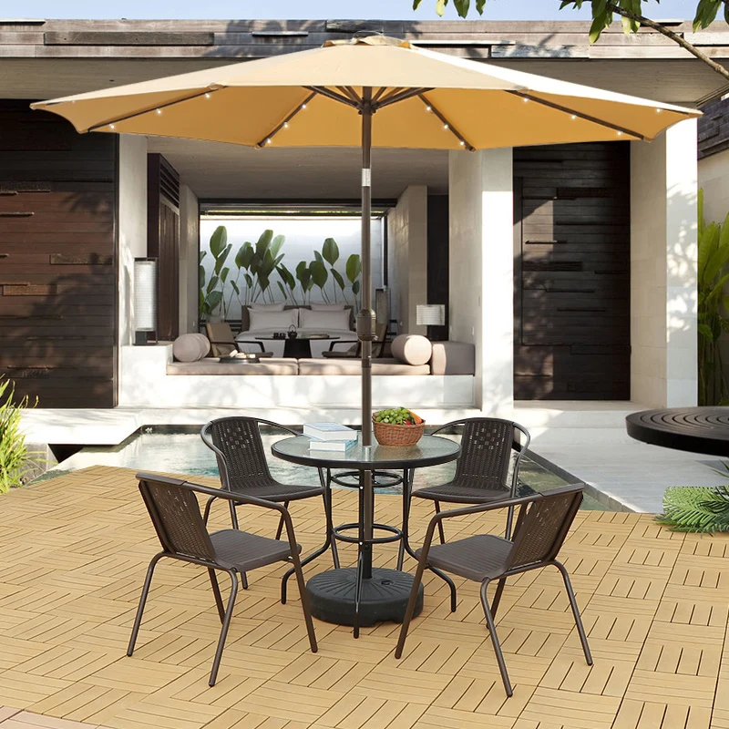 Courtyard Market Garden Sunshade Outdoor Umbrella Solar Led Lighting Parasol Patio Umbrellas