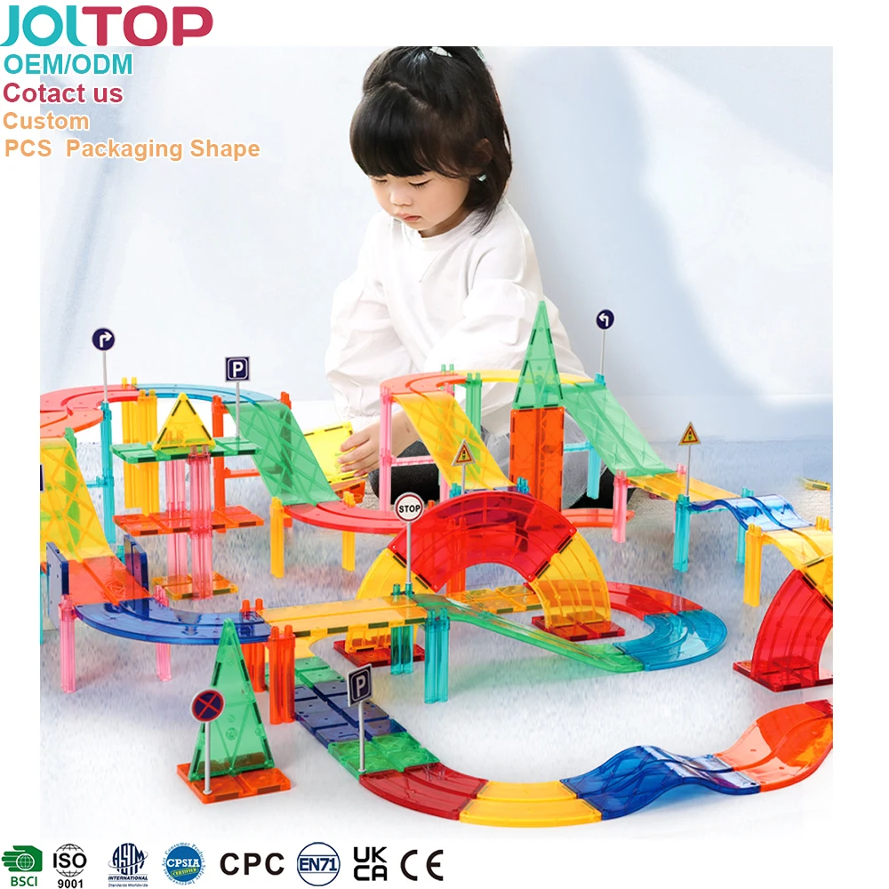 science baby building blocks diy educational magnet kids traffic block race track cars Magnetic toys