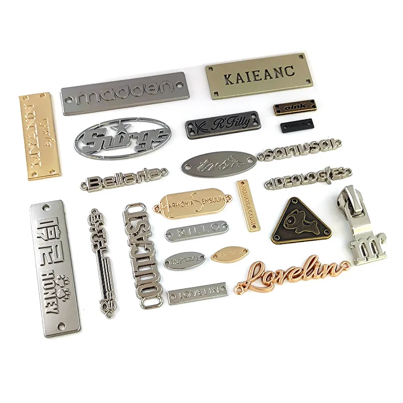 Custom Zinc Alloy Clothing Sewing Metal Label Custom Shape Metal Brand Logo Tag Nameplates for Scarf