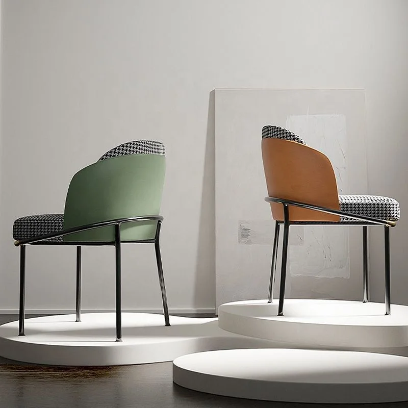 Molded leather upholstered Dining room Chair restaurant coffee shop dining chairs with metal legs