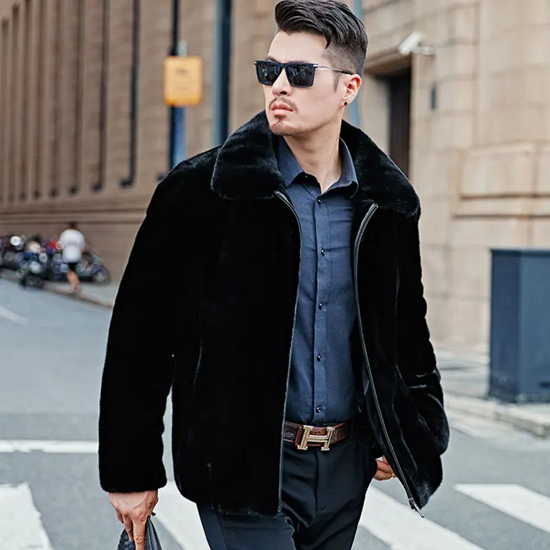 Blackglama mink zipper mink fur coat man glossy coat jacket fur jacket