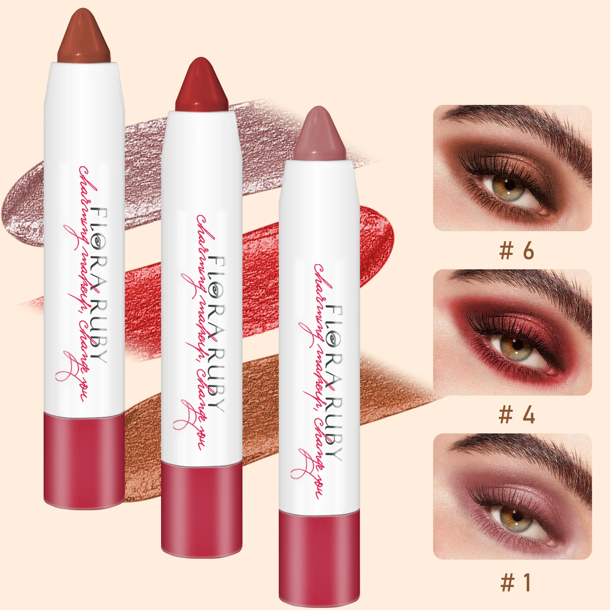 Custom vegan matte eye shadow stick waterproof long lasting radiant eyeshadow pencil makeup single color shadow pen