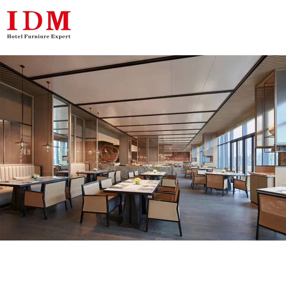 Wholesale Hotel Restaurant Furniture Round Banquet Events Wooden Cafe Table Armchair Space Saving Furniture For Restaurant