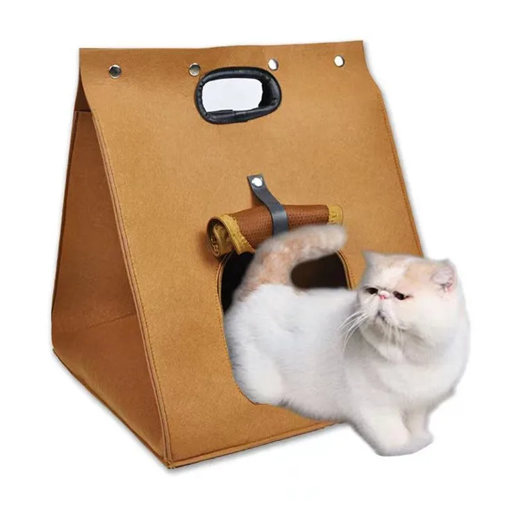 Manufacturer production Foldable Portable Cat and dog kennel felt pet house and bed felt cat bed cave