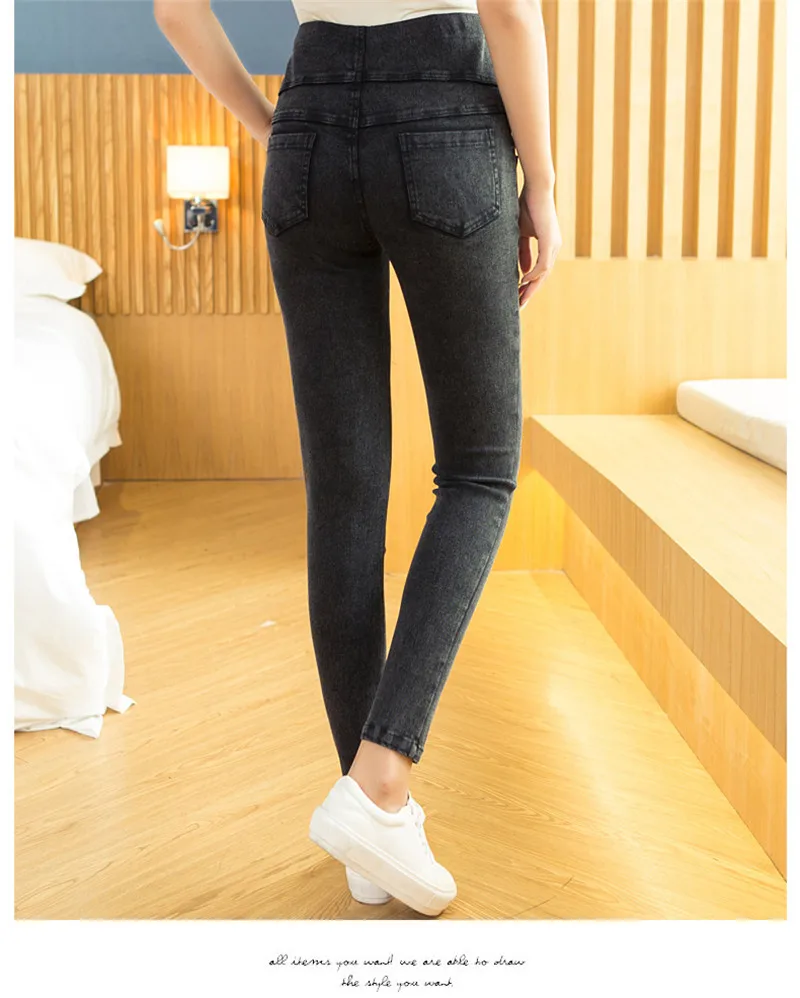 
Factory direct sale Korean slimming pregnant women stomach lift pants cotton large size pregnant women pencil maternity jeans 