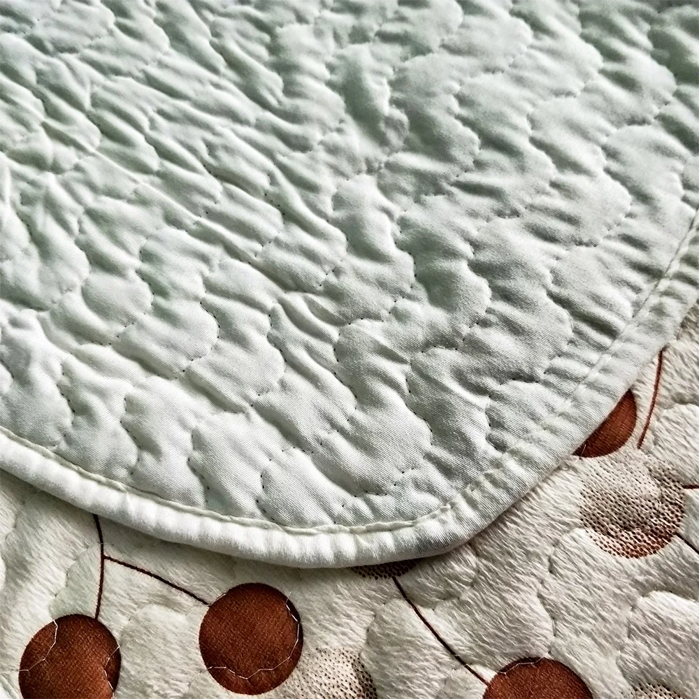 
European Short Plush Microfiber Printed Quilted Patchwork Bedspread 