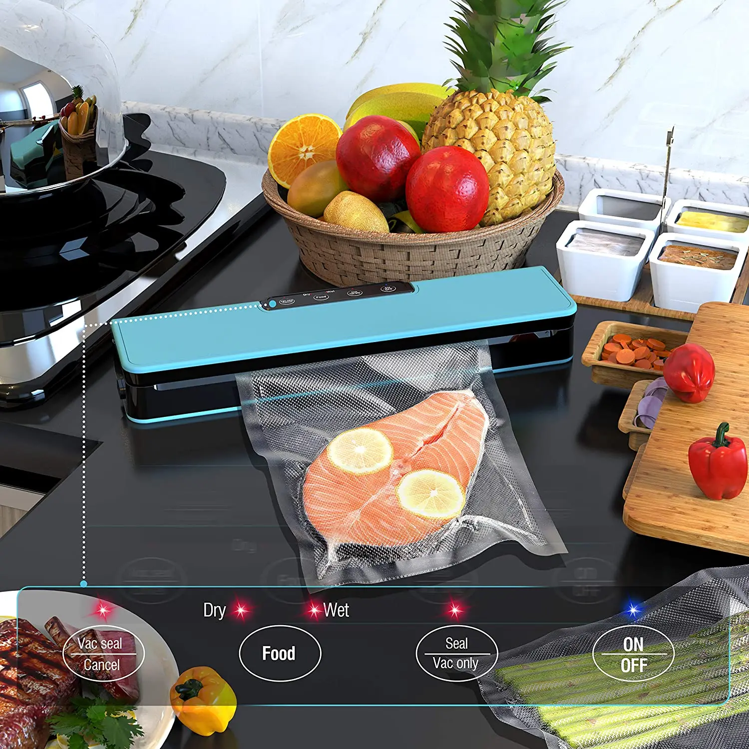 
Household Vacuum Sealer Food Saver Mini Bags Sealing Machine Kitchen Storage for seasoning/Snack/Meat/Nuts 