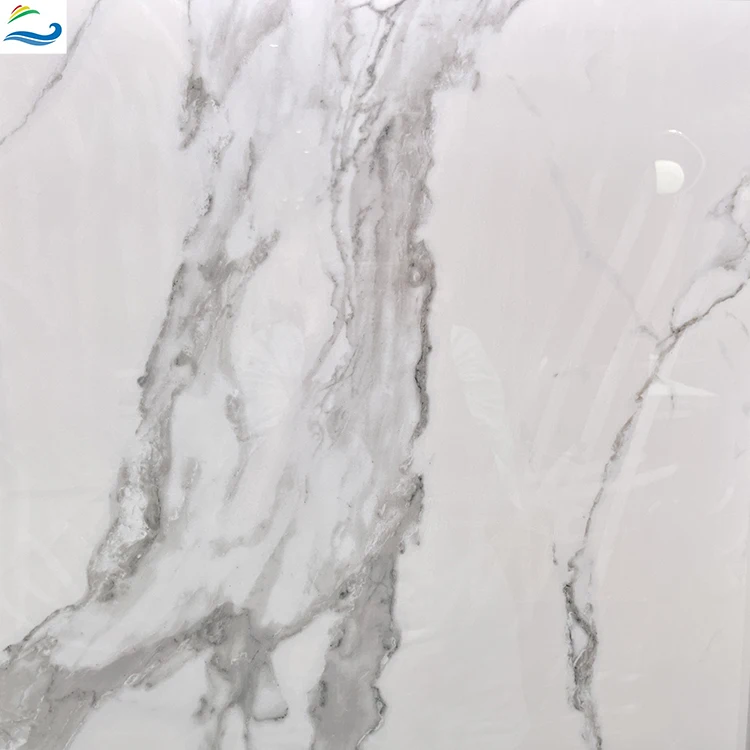 Factory Price High Quality  600x600 Gloss  White Black  Marble Glazed Flooring Wall Tiles Full Polished Floor Porcelain Tile