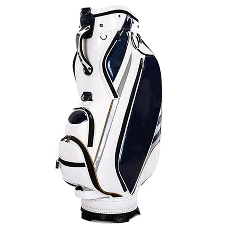 Yopral Custom Logo White Waterproof Luxury Premium Pu Leather 5 Way Detachable Strap Sunday Golf Stand Bag