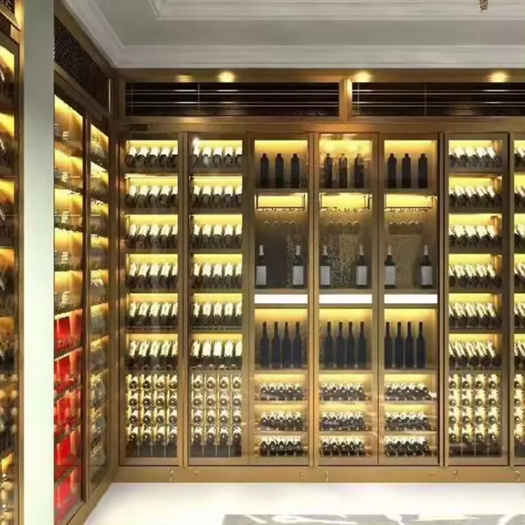 Stainless steel wine display shelves temperature control wine cabinet for restaurant