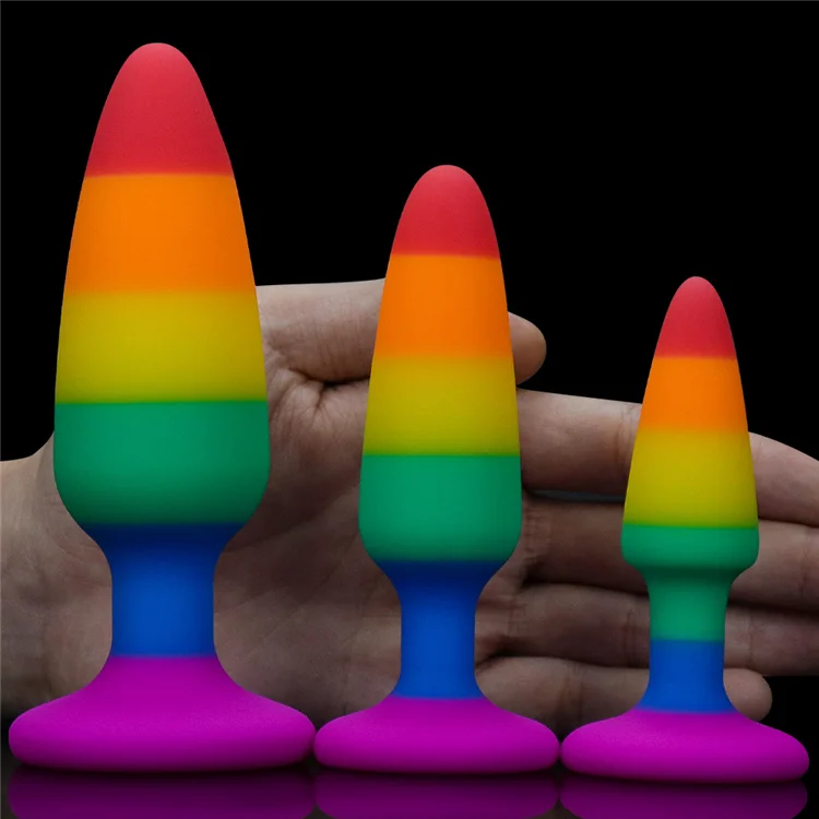 Rainbow Color Anal Plug Medical Grade Liquid Silicone Adult Toy Anal Butt G-spot Stimulation for Men Women