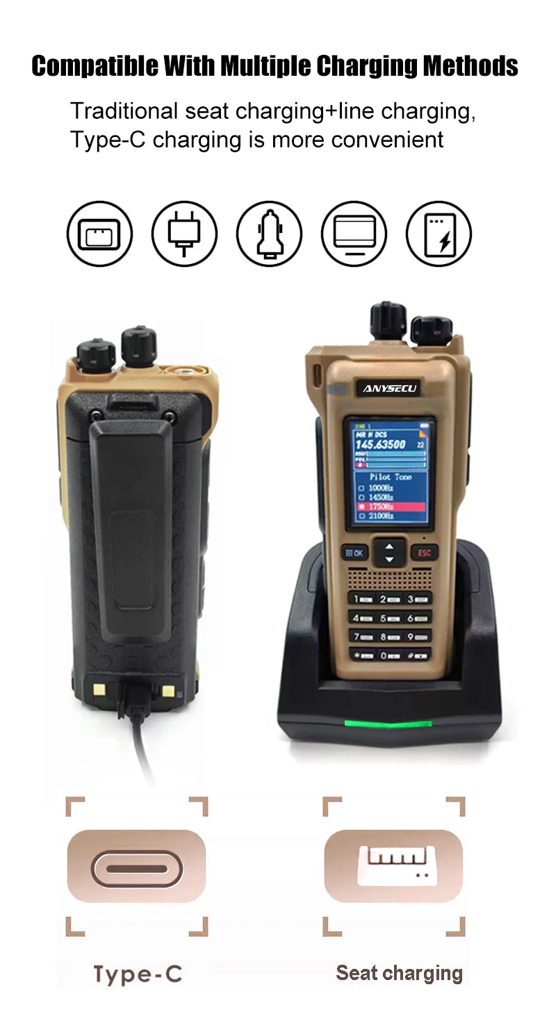 NEW ANYSECU GT-12 multi band 2W/5W/10W handheld radio GT-12 UHF/VHF/AM/FM  two way radio 960 channels 3000mAh walkie talkie