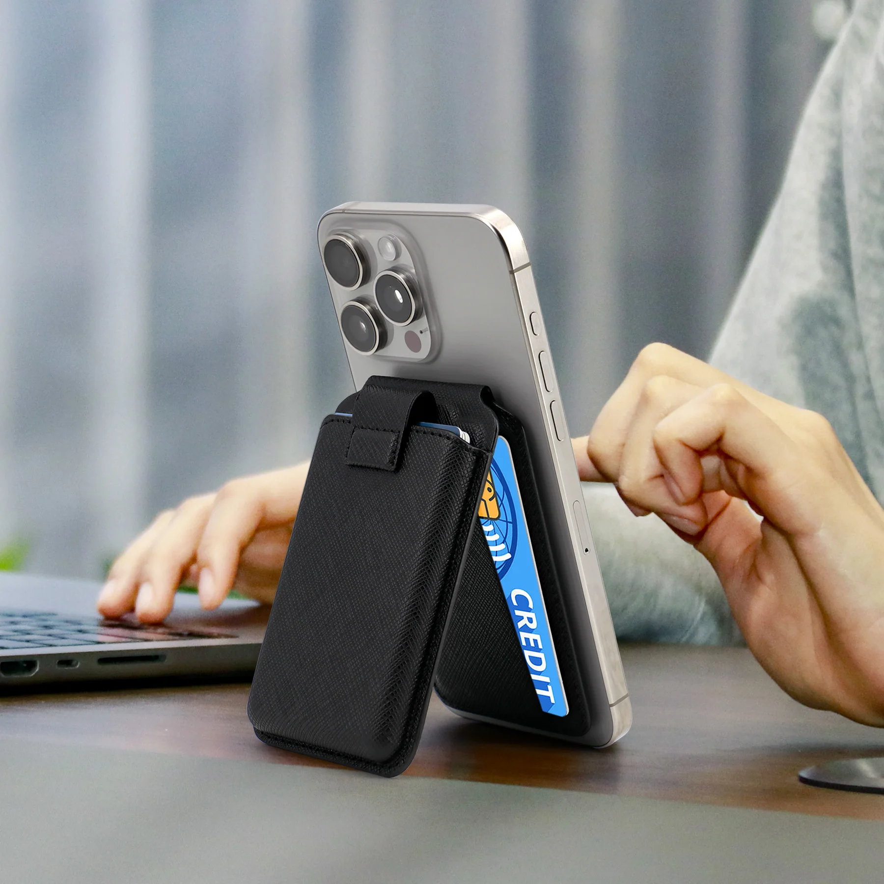 GinKouHa Portable PU Leather 2-in-1 Phone and Card Wallet with Stand Strong Magnet Gift 2-in-1 Bag for Phone and Credit Card