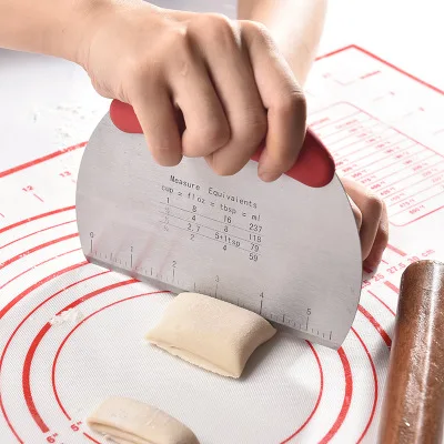 Stainless Steel Dough Scraper Pastry Cutter Chopper Non-slip Handle Stainless Steel Chopper With Measurement