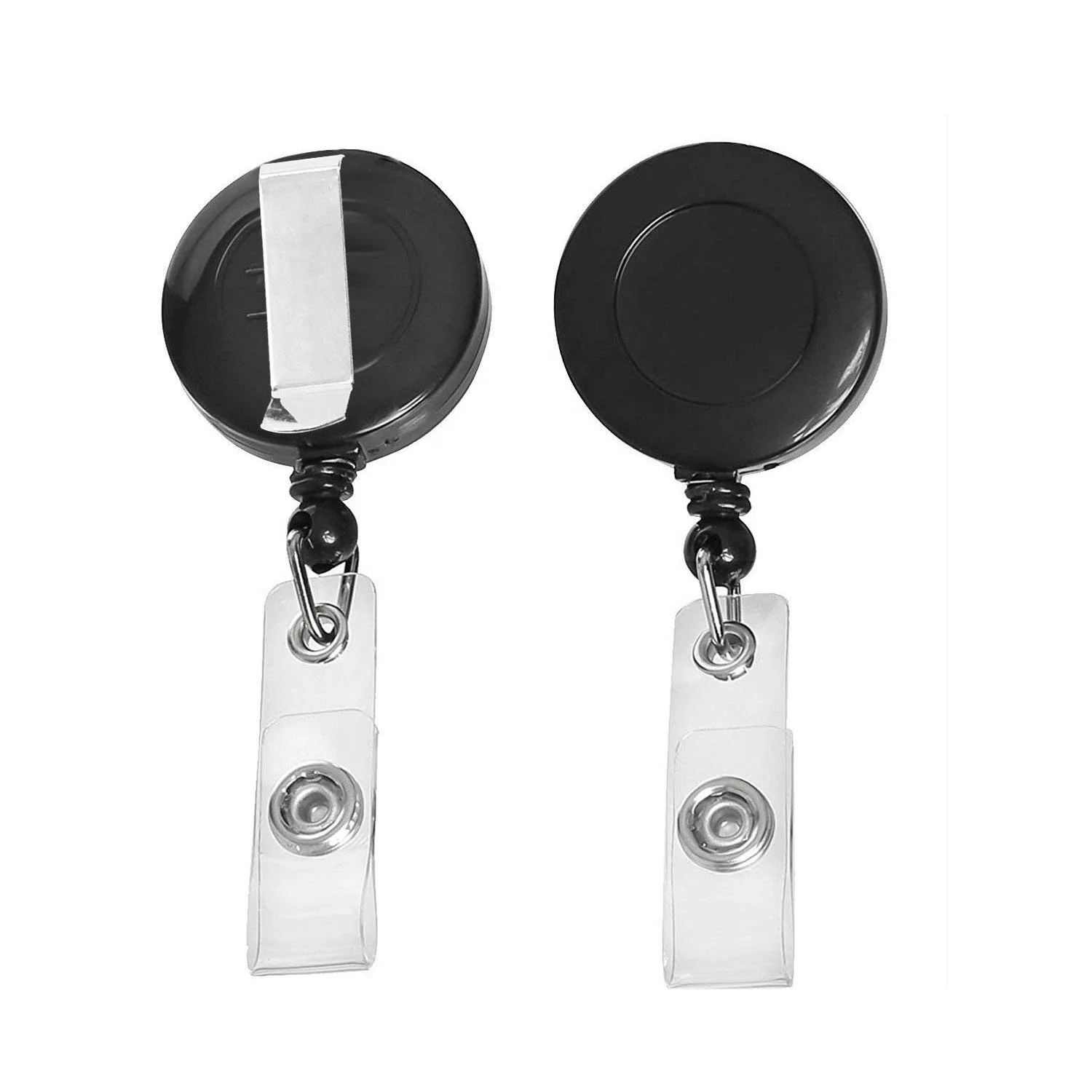 Black 32MM Plastic Retractable Nurse Badge Reel Clips Holder with Metal Clip for Hanging ID Card Name Key Chain
