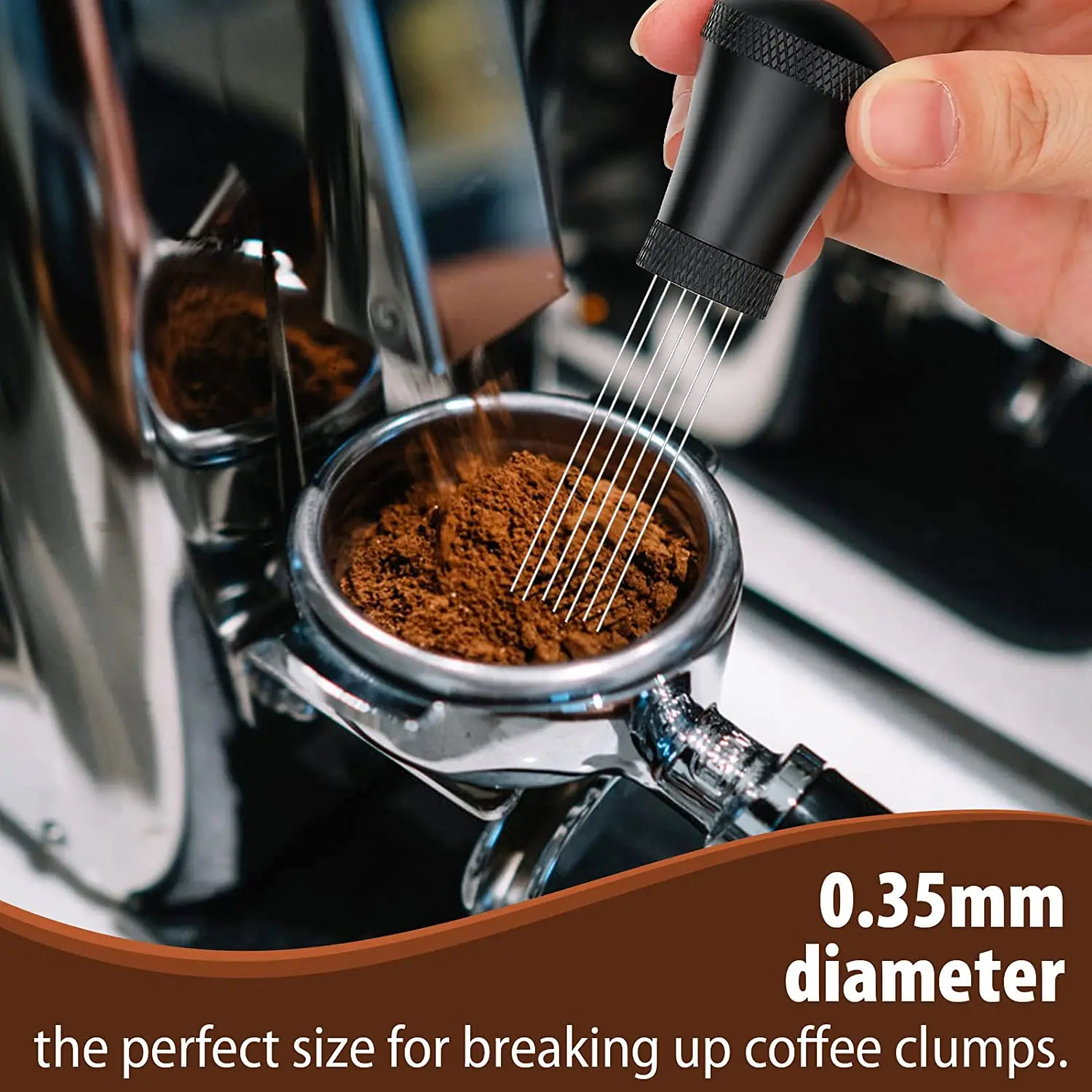 Professional coffee tools wooden handle and gourd base 10 pin stainless steel coffee stirrer