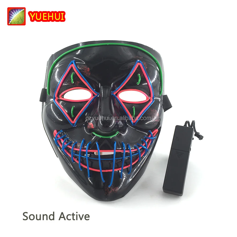 Luminous Neon Halloween Led Rave Party Mask Sound Reactive Masquerade EL Masks Party Neon Glow In Dark Party Mask